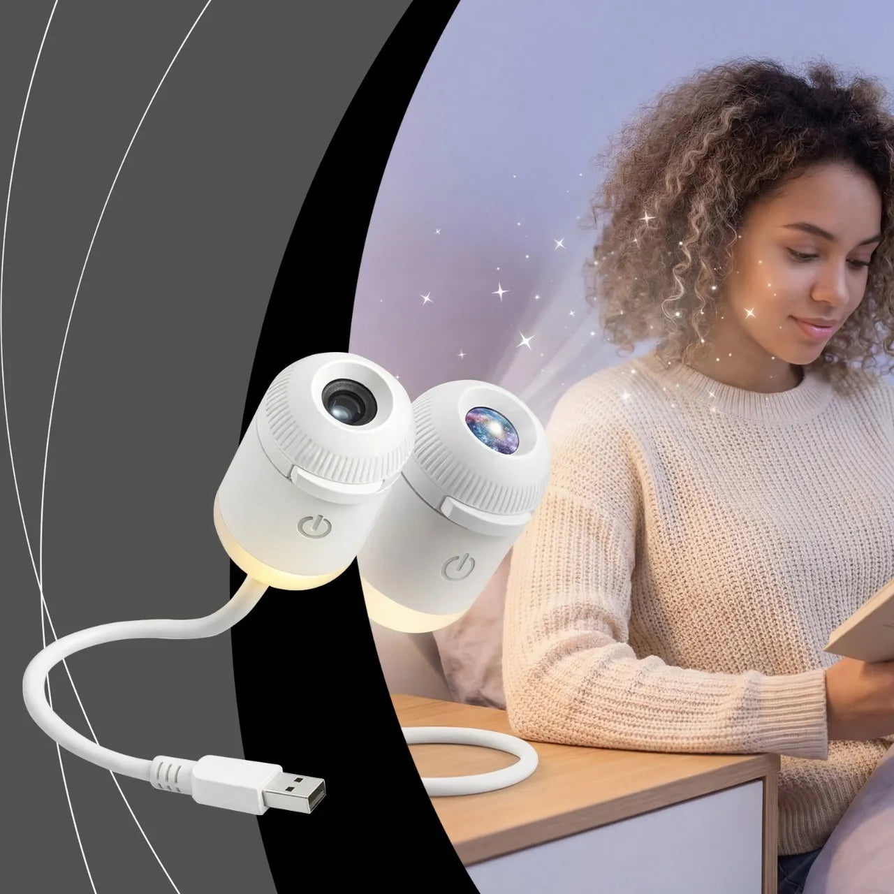 Lámpara de Proyección Nocturna - Cielo Estrellado USB