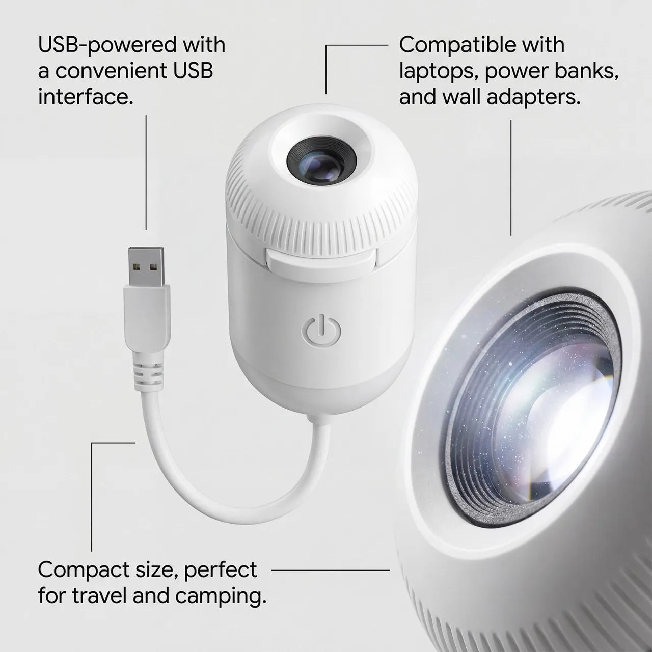 Lámpara de Proyección Nocturna - Cielo Estrellado USB